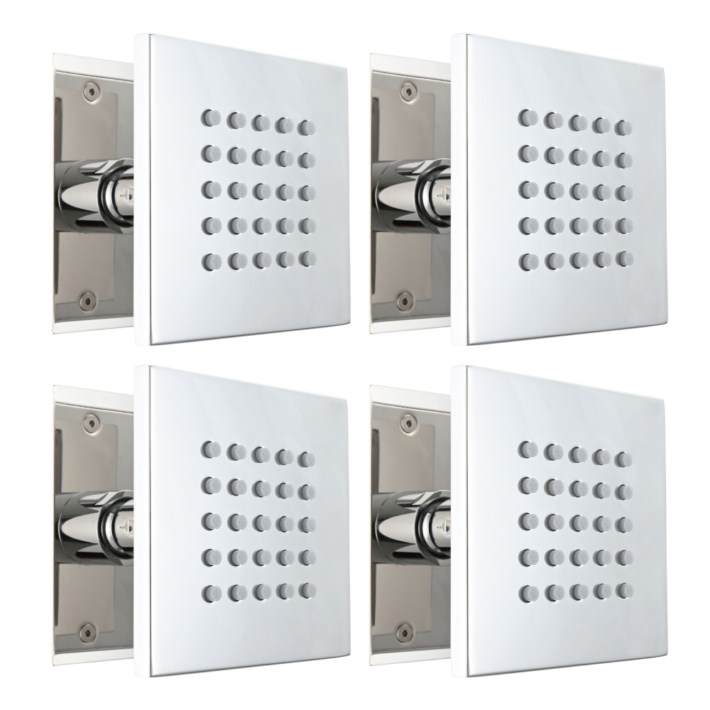 Tecmolog Brass Shower Body Spray Jets Wall Mount Flow Square Shower Jets and 360° Rotation