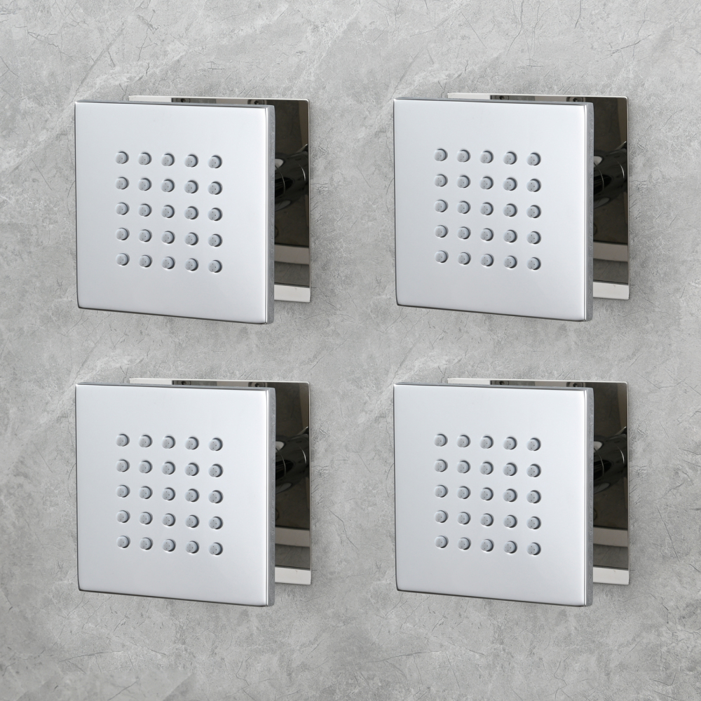 Tecmolog Brass Shower Body Spray Jets Wall Mount Flow Square Shower Jets and 360° Rotation
