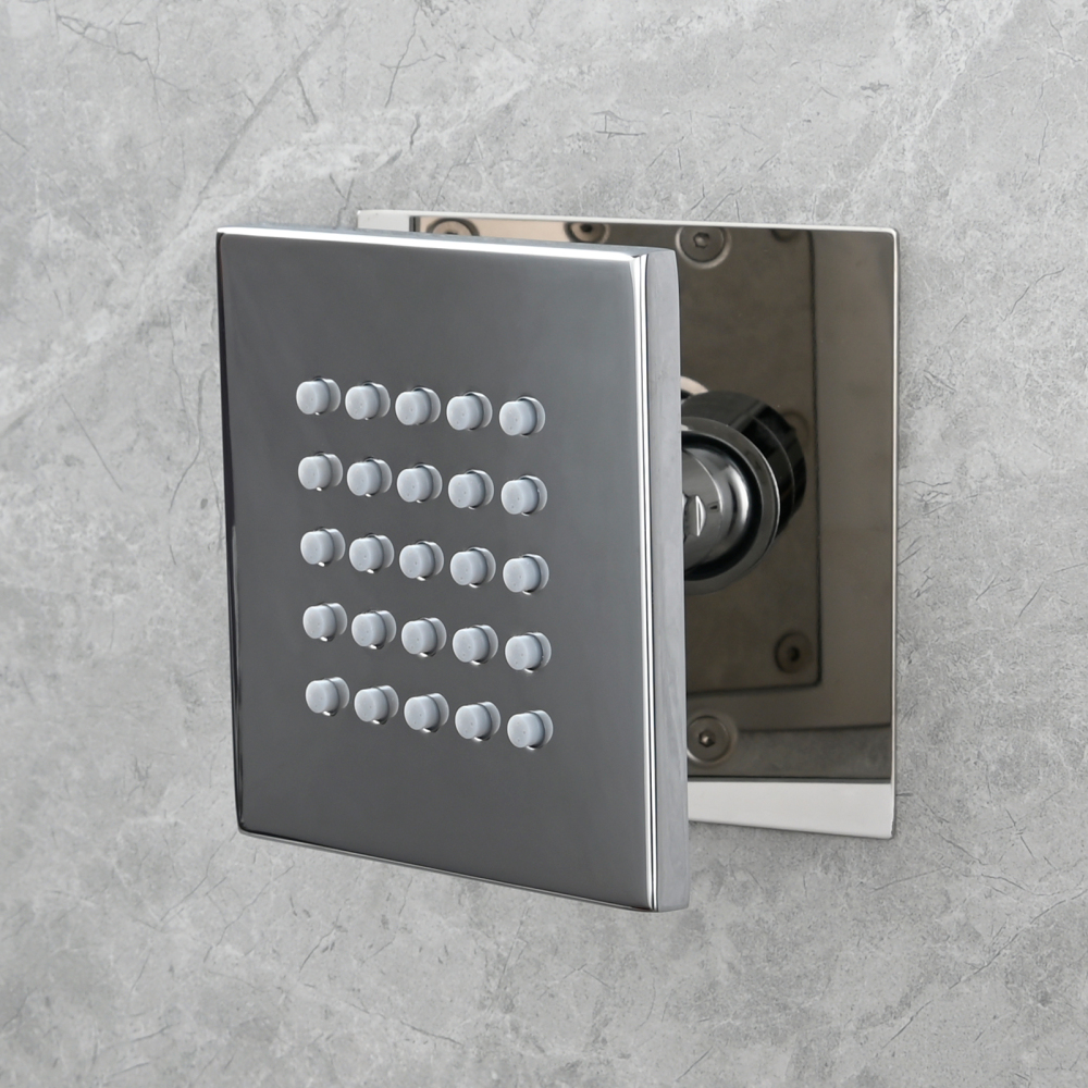 Tecmolog Brass Shower Body Spray Jets Wall Mount Flow Square Shower Jets and 360° Rotation
