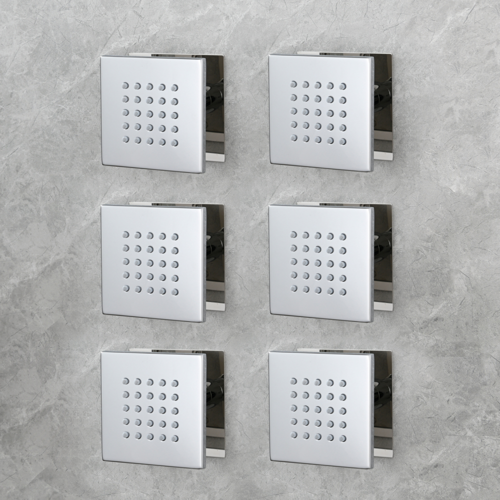 Tecmolog Brass Shower Body Spray Jets Wall Mount Flow Square Shower Jets and 360° Rotation