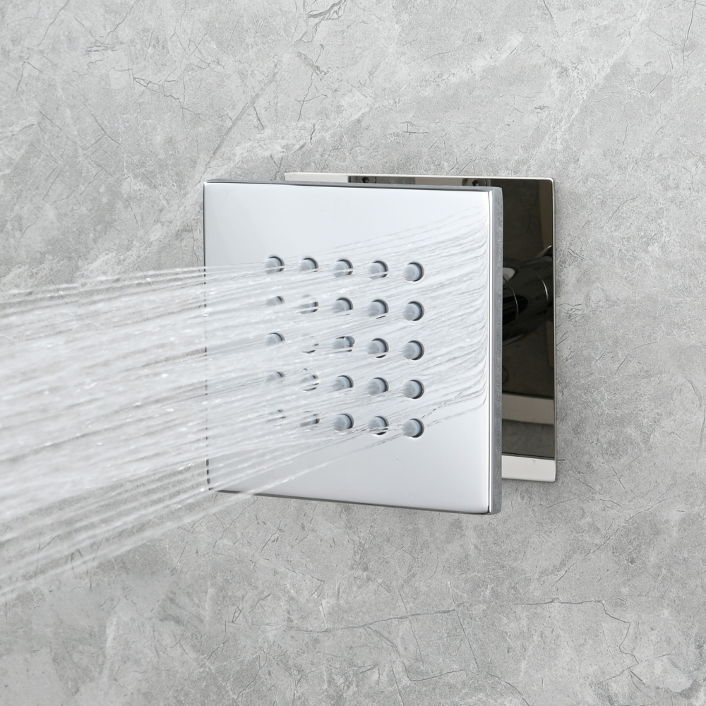 Tecmolog Brass Shower Body Spray Jets Wall Mount Flow Square Shower Jets and 360° Rotation