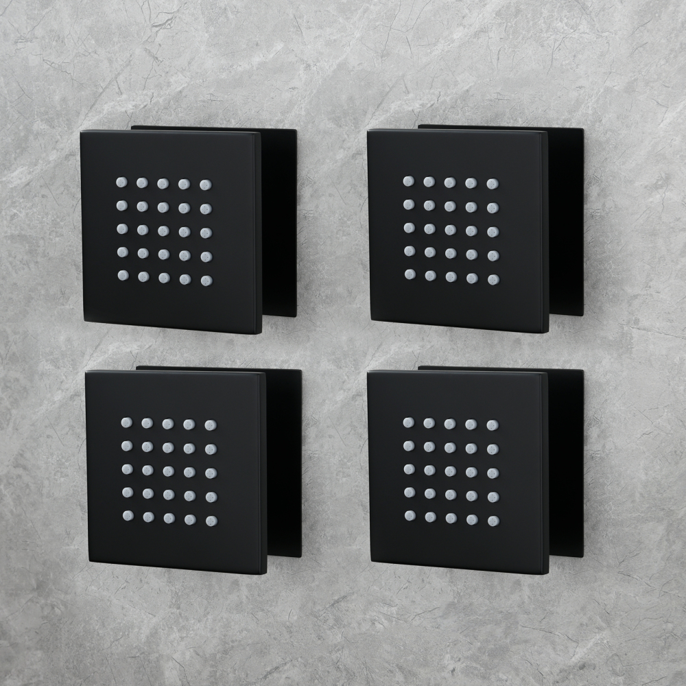 Tecmolog Brass Shower Body Spray Jets Wall Mount Flow Square Shower Jets and 360° Rotation