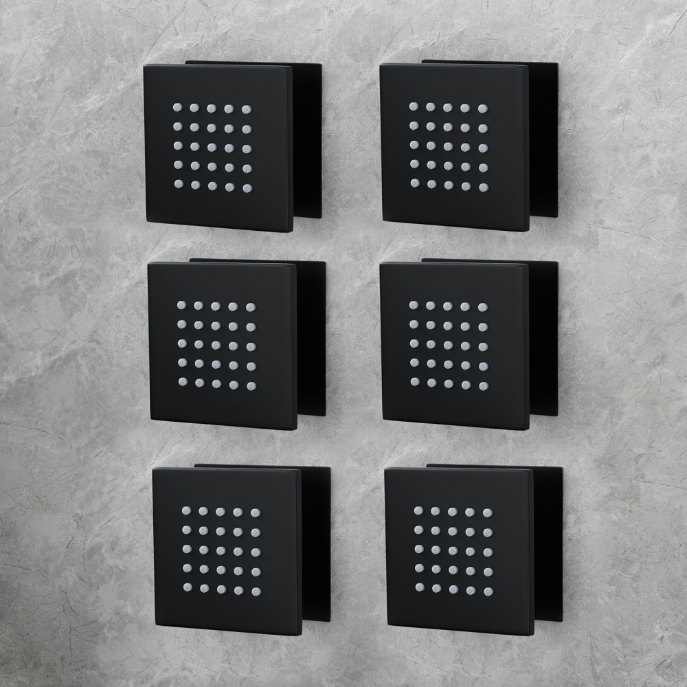 Tecmolog Brass Shower Body Spray Jets Wall Mount Flow Square Shower Jets and 360° Rotation