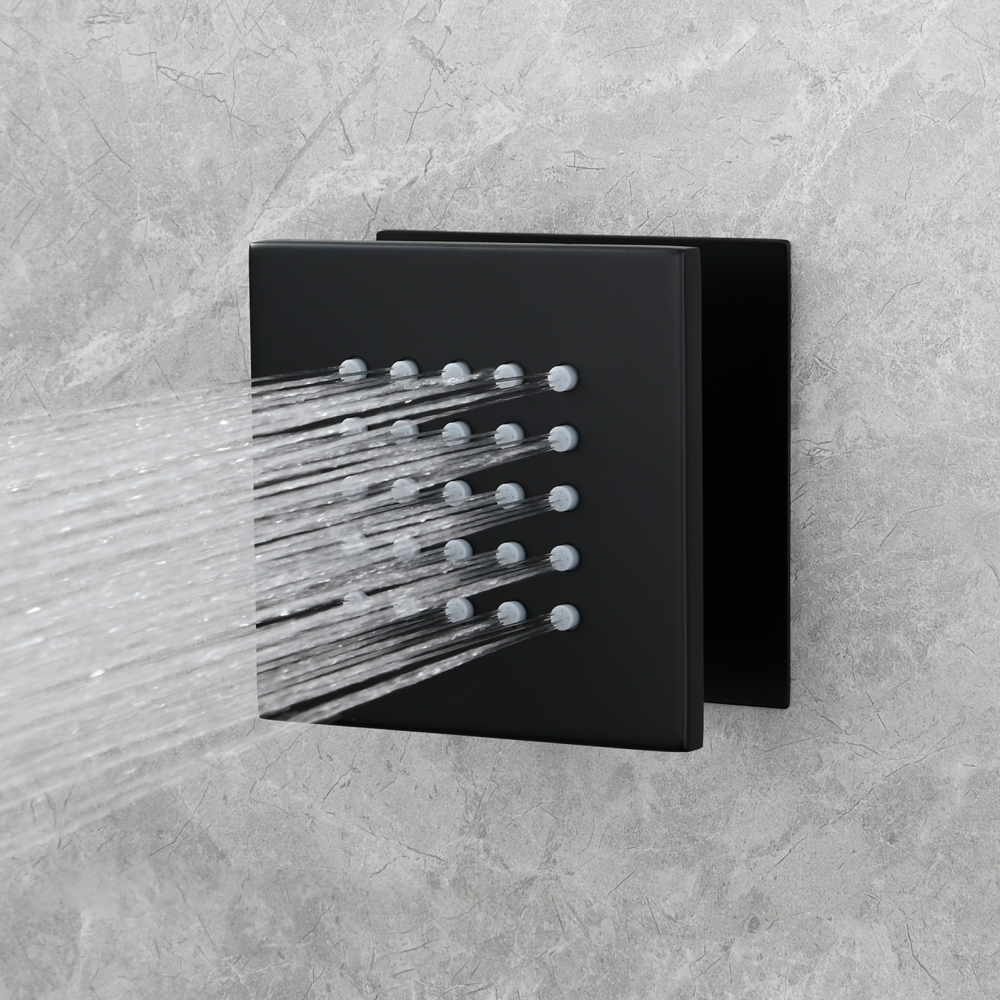 Tecmolog Brass Shower Body Spray Jets Wall Mount Flow Square Shower Jets and 360° Rotation