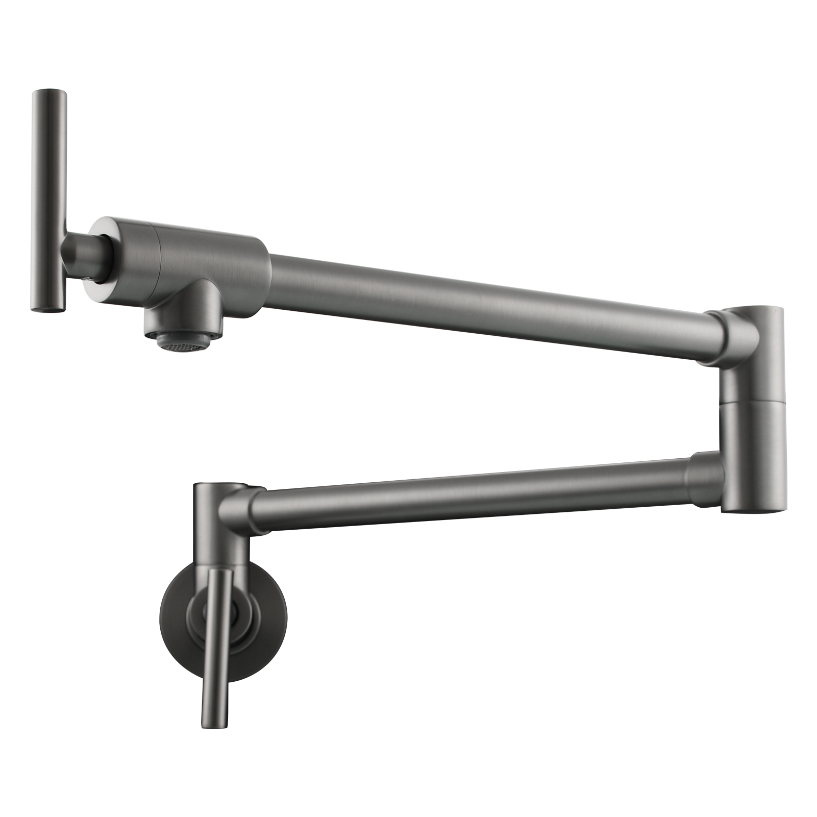 Tecmolog Pot Filler Faucet, Wall Mount 1/2”NPT Kitchen Sink Tap, Brass Double Joint Spout Cold Water Faucet,Nickel/Black/Chrome
