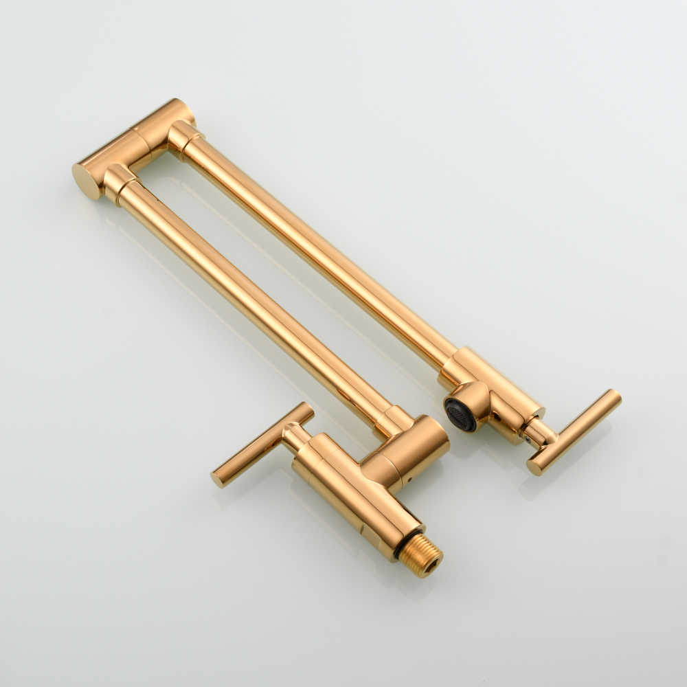 Tecmolog Pot Filler Faucet, Wall Mount 1/2”NPT Kitchen Sink Tap, Brass Double Joint Spout Cold Water Faucet,Nickel/Black/Chrome