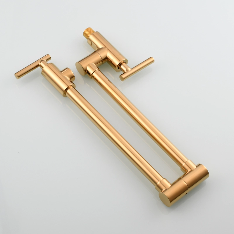 Tecmolog Pot Filler Faucet, Wall Mount 1/2”NPT Kitchen Sink Tap, Brass Double Joint Spout Cold Water Faucet,Nickel/Black/Chrome