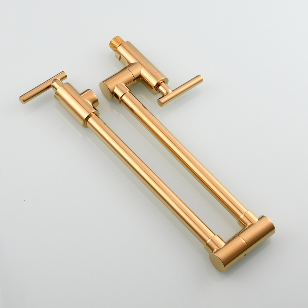 Tecmolog Pot Filler Faucet, Wall Mount 1/2”NPT Kitchen Sink Tap, Brass Double Joint Spout Cold Water Faucet,Nickel/Black/Chrome