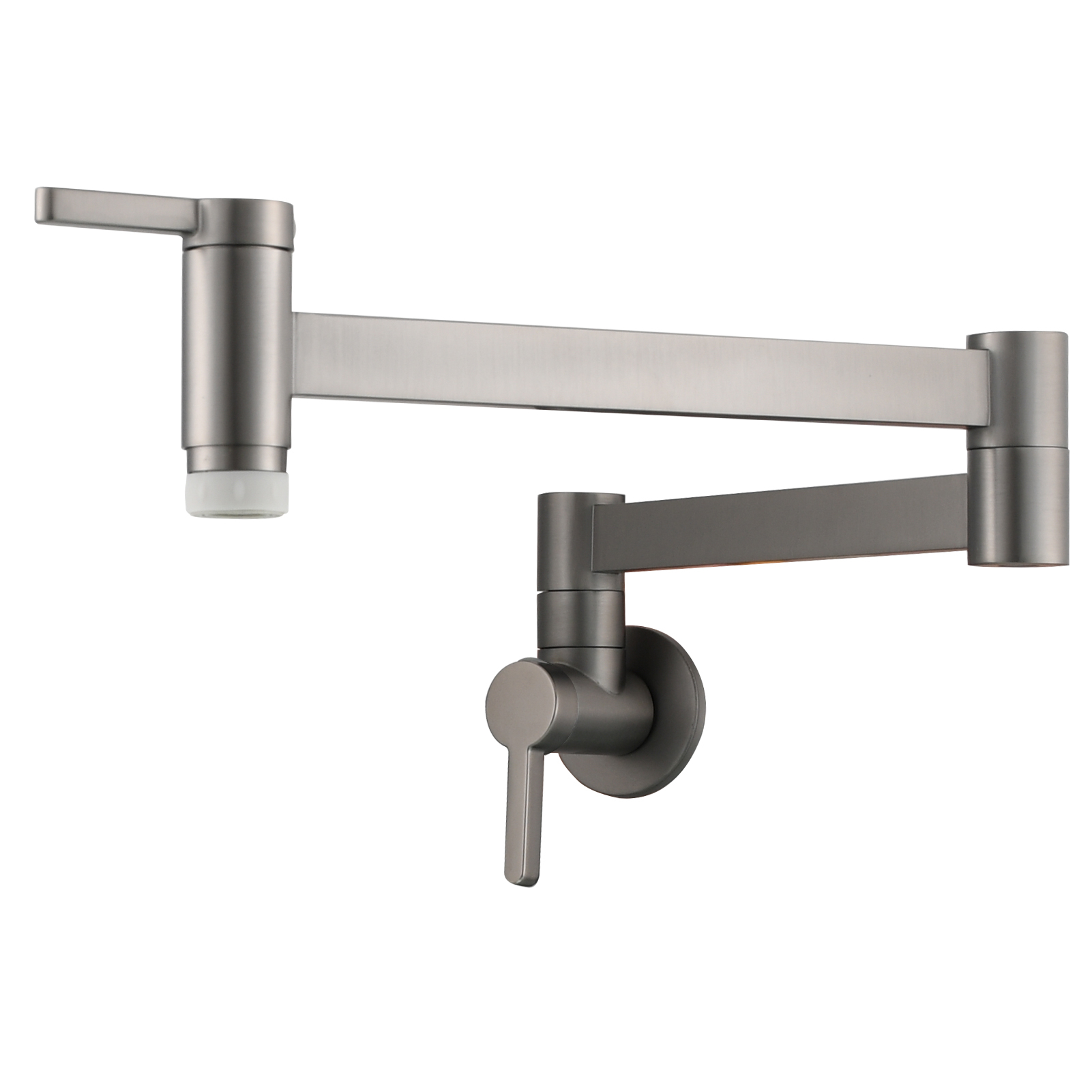 Tecmolog Kitchen Faucet Wall Mount Pot Filler Faucet Brass 360 Rotatable Folding Lengthened with Double Joint Swing Arms,2 Handles Control Water Nickel/Chome/Black/Golden/Brushed Brass