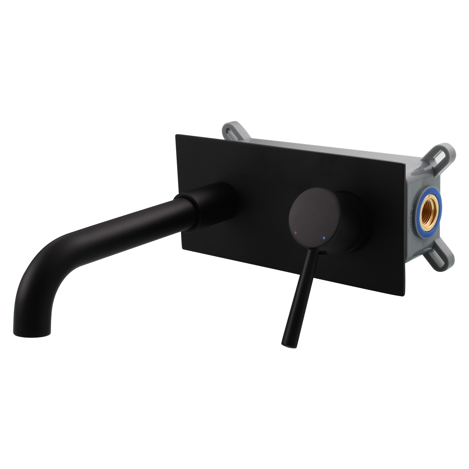 Tecmolog Wall Mount and Black Vessel Bathroom Faucet, 360°Swivel Brass Basin Mixer Tap and Rough in Valve Included BB6083C
