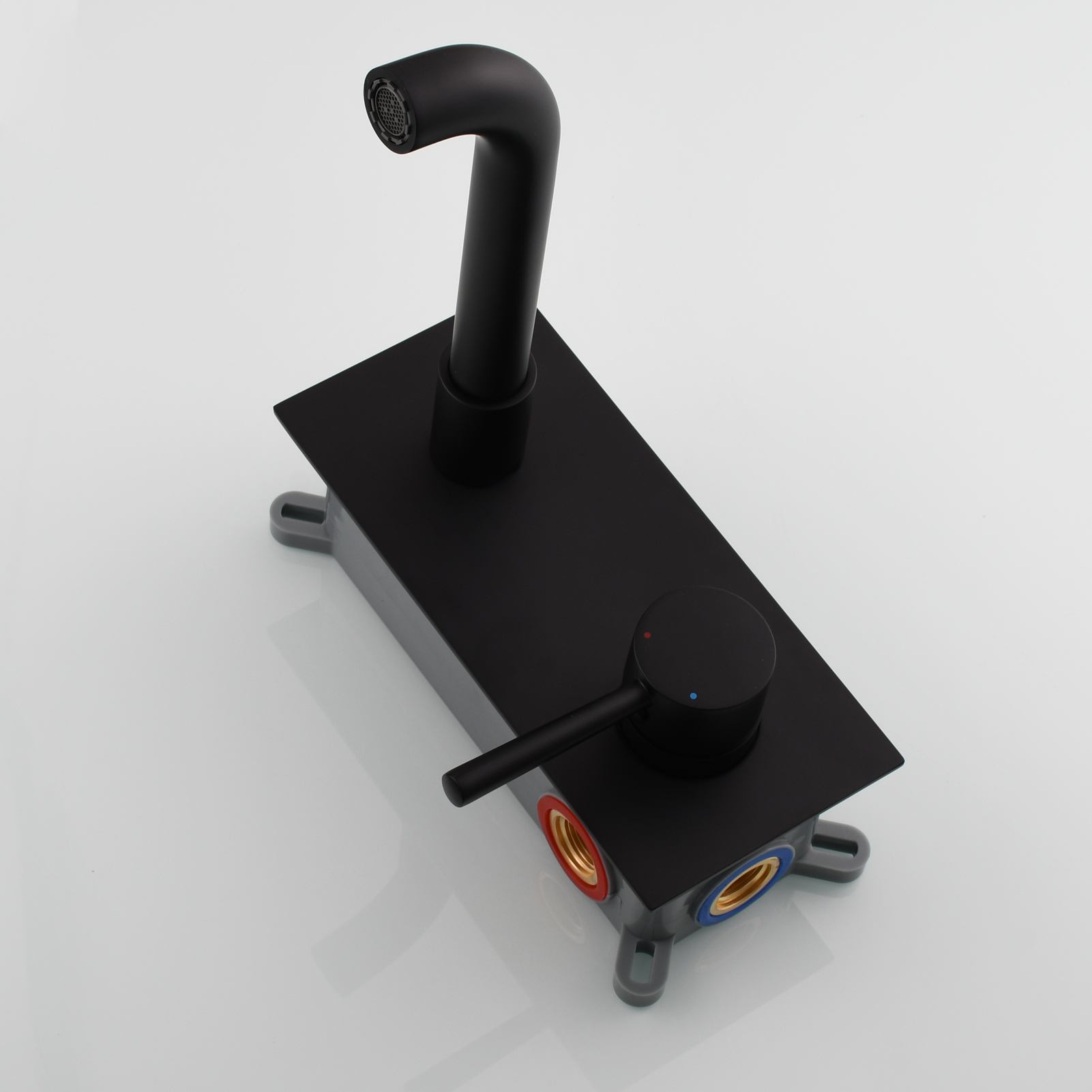 Tecmolog Wall Mount and Black Vessel Bathroom Faucet, 360°Swivel Brass Basin Mixer Tap and Rough in Valve Included BB6083C
