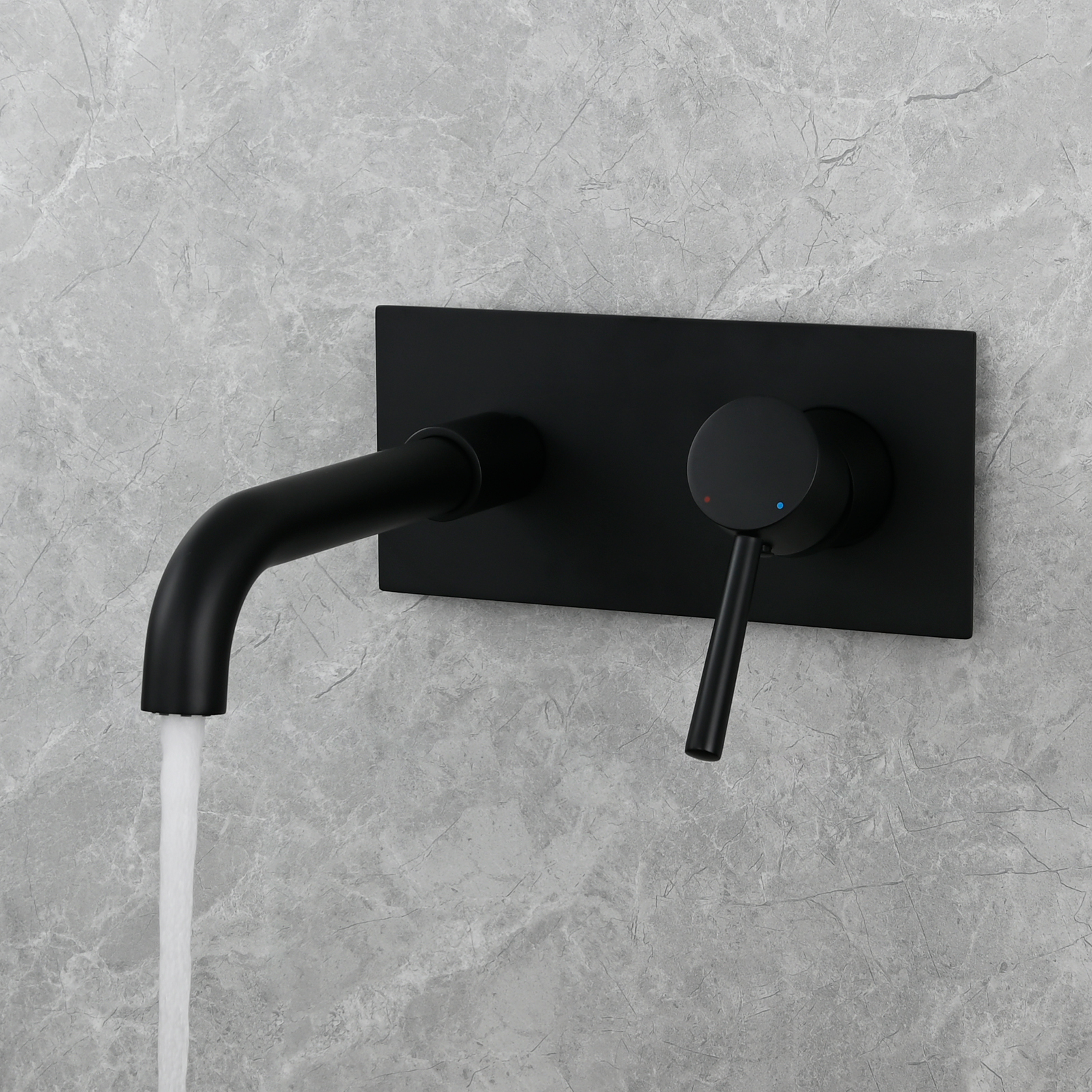 Tecmolog Wall Mount and Black Vessel Bathroom Faucet, 360°Swivel Brass Basin Mixer Tap and Rough in Valve Included BB6083C
