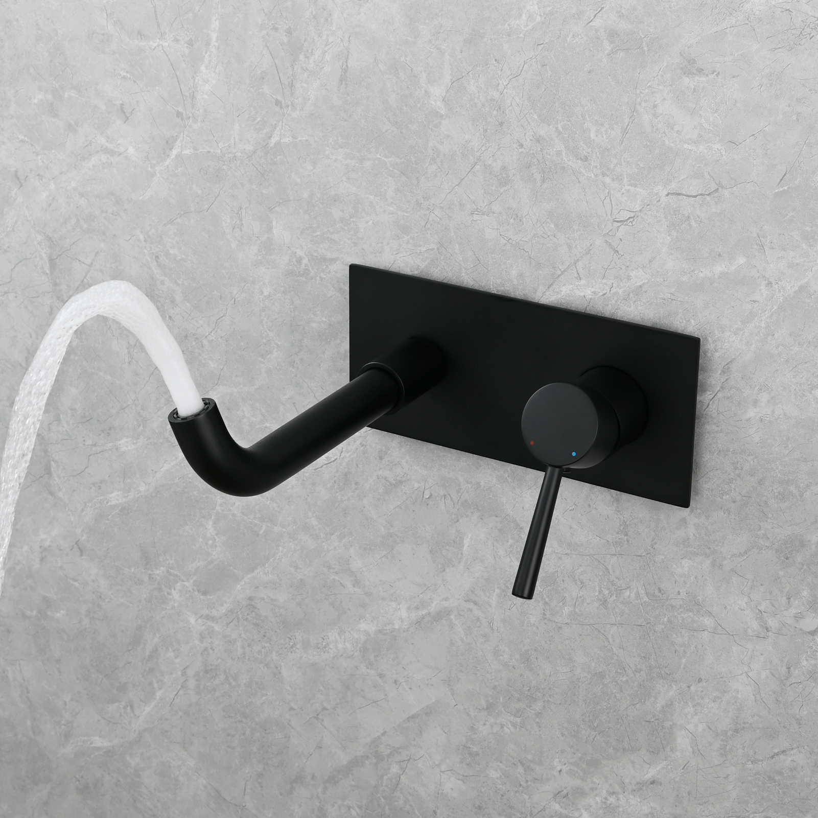 Tecmolog Wall Mount and Black Vessel Bathroom Faucet, 360°Swivel Brass Basin Mixer Tap and Rough in Valve Included BB6083C