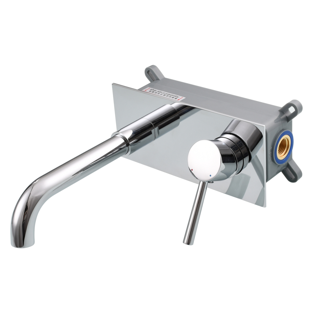 Tecmolog Wall Mount and Black Vessel Bathroom Faucet, 360°Swivel Brass Basin Mixer Tap and Rough in Valve Included BB6083C