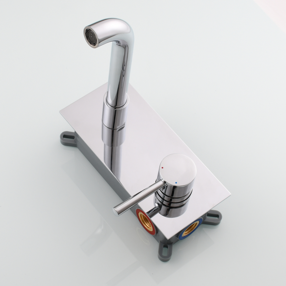 Tecmolog Wall Mount and Black Vessel Bathroom Faucet, 360°Swivel Brass Basin Mixer Tap and Rough in Valve Included BB6083C