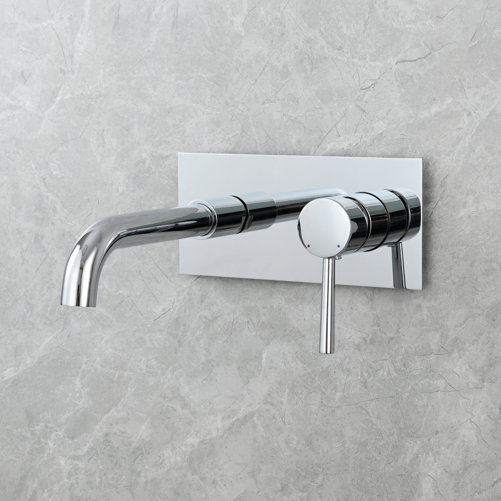 Tecmolog Wall Mount and Black Vessel Bathroom Faucet, 360°Swivel Brass Basin Mixer Tap and Rough in Valve Included BB6083C