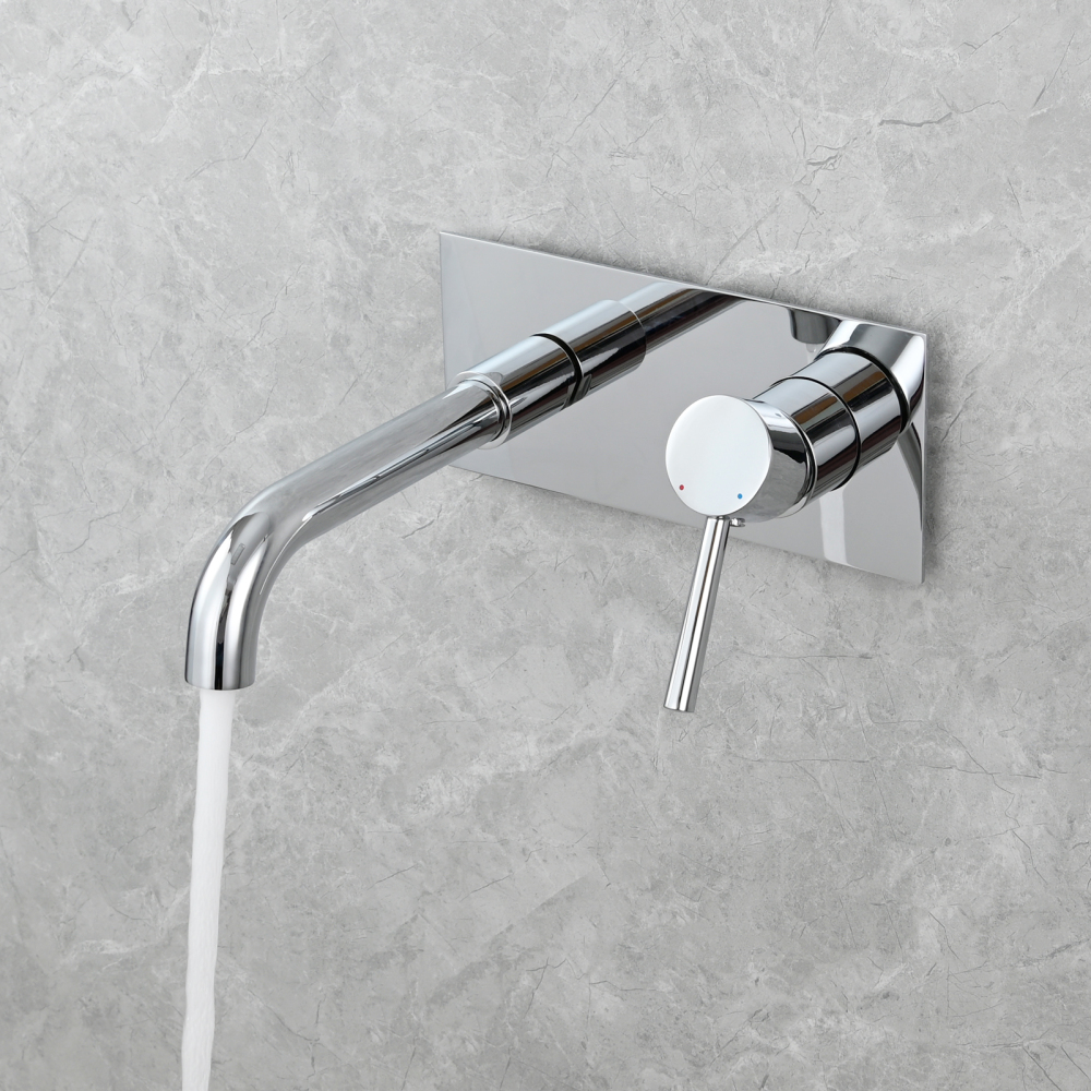 Tecmolog Wall Mount and Black Vessel Bathroom Faucet, 360°Swivel Brass Basin Mixer Tap and Rough in Valve Included BB6083C