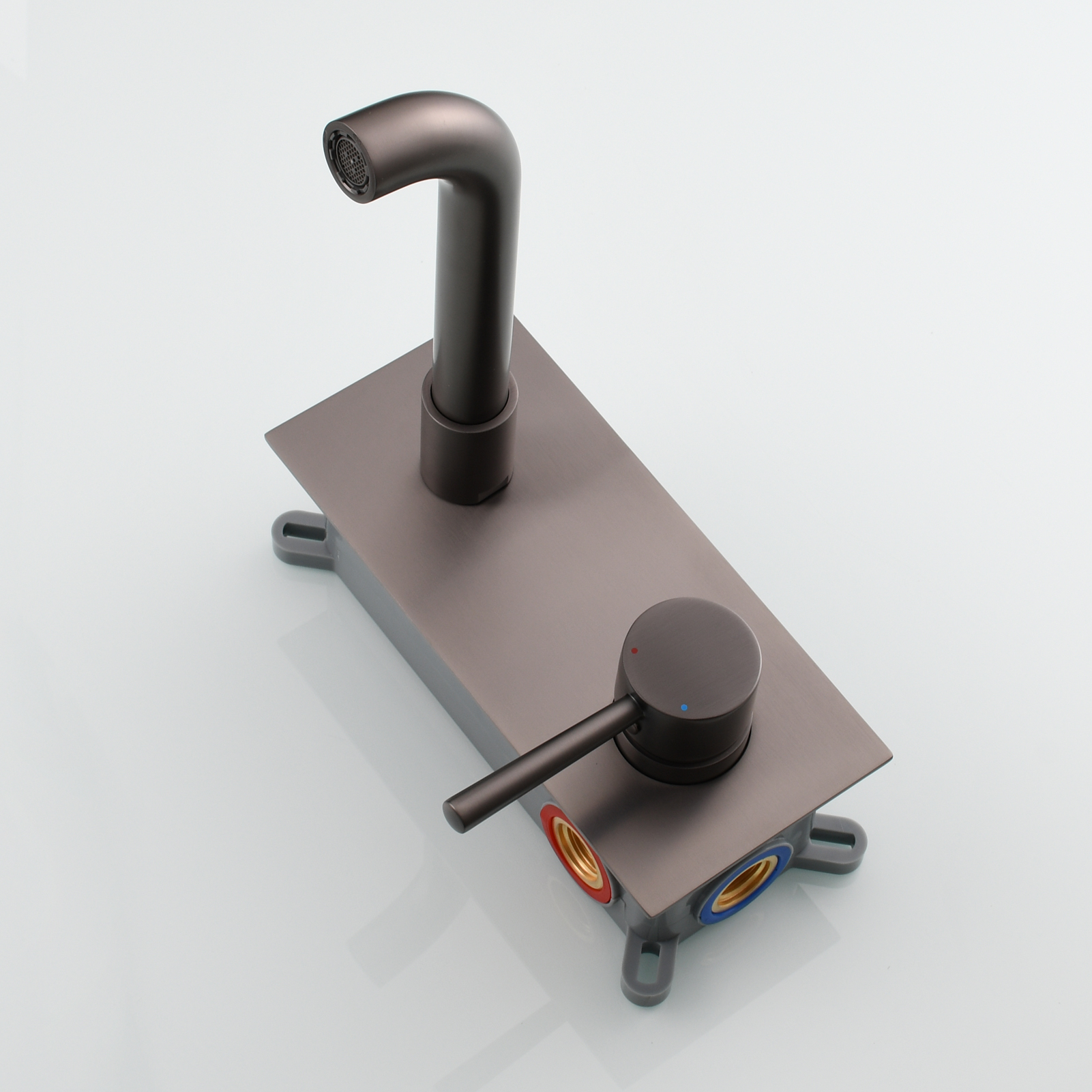 Tecmolog Wall Mount and Black Vessel Bathroom Faucet, 360°Swivel Brass Basin Mixer Tap and Rough in Valve Included BB6083C
