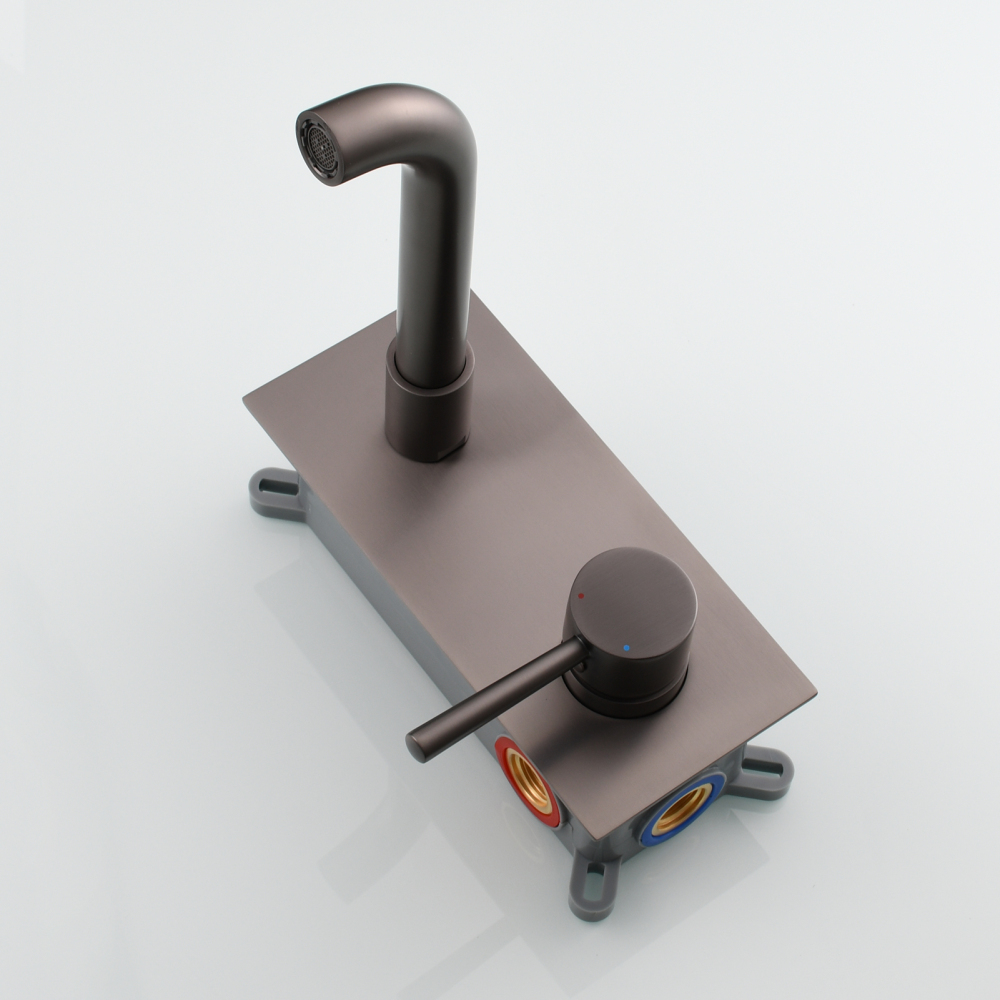 Tecmolog Wall Mount and Black Vessel Bathroom Faucet, 360°Swivel Brass Basin Mixer Tap and Rough in Valve Included BB6083C