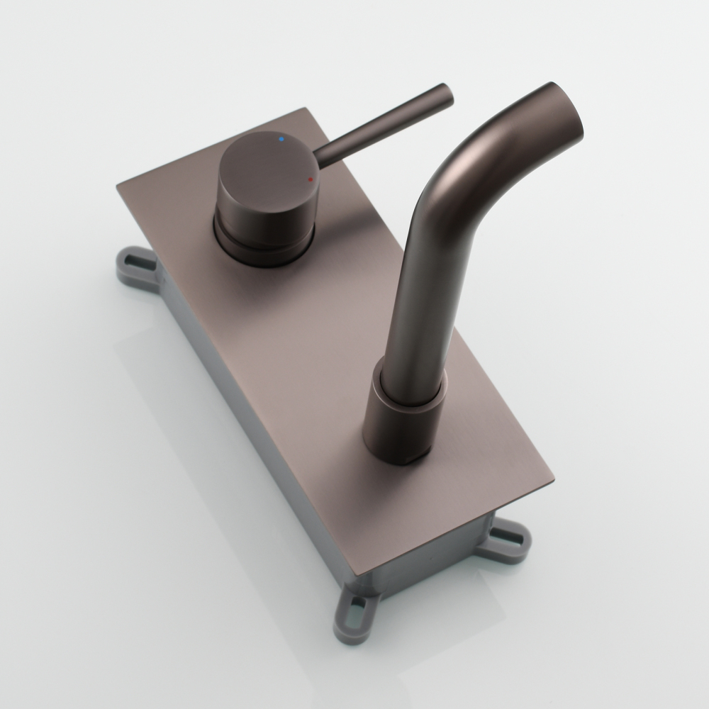 Tecmolog Wall Mount and Black Vessel Bathroom Faucet, 360°Swivel Brass Basin Mixer Tap and Rough in Valve Included BB6083C