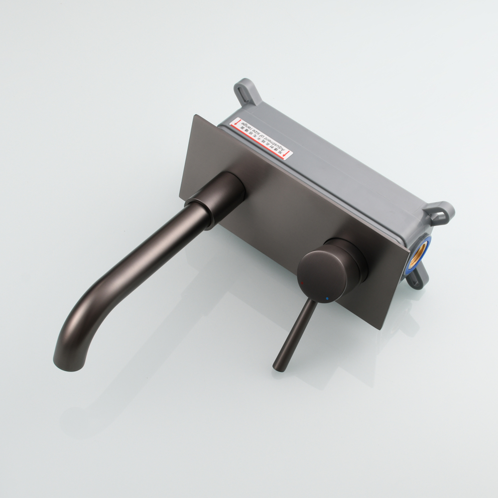 Tecmolog Wall Mount and Black Vessel Bathroom Faucet, 360°Swivel Brass Basin Mixer Tap and Rough in Valve Included BB6083C