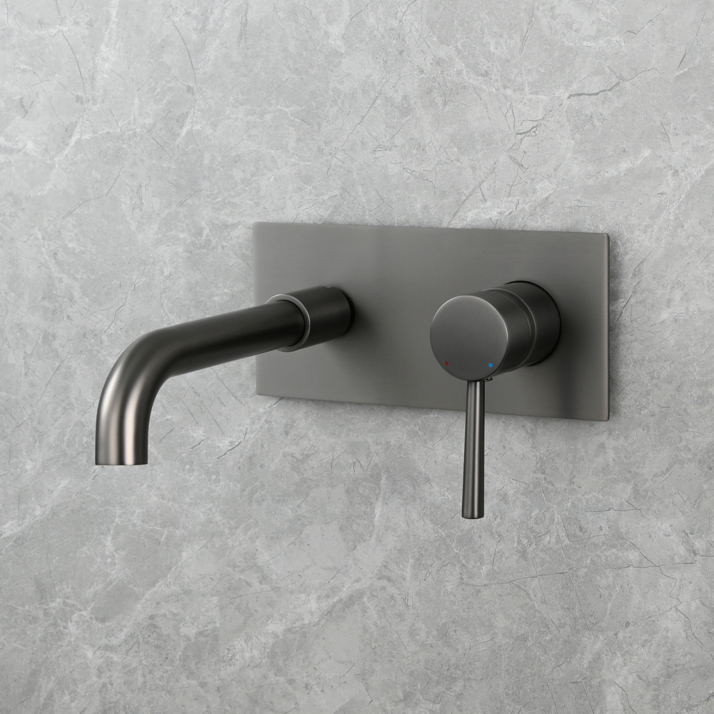 Tecmolog Wall Mount and Black Vessel Bathroom Faucet, 360°Swivel Brass Basin Mixer Tap and Rough in Valve Included BB6083C