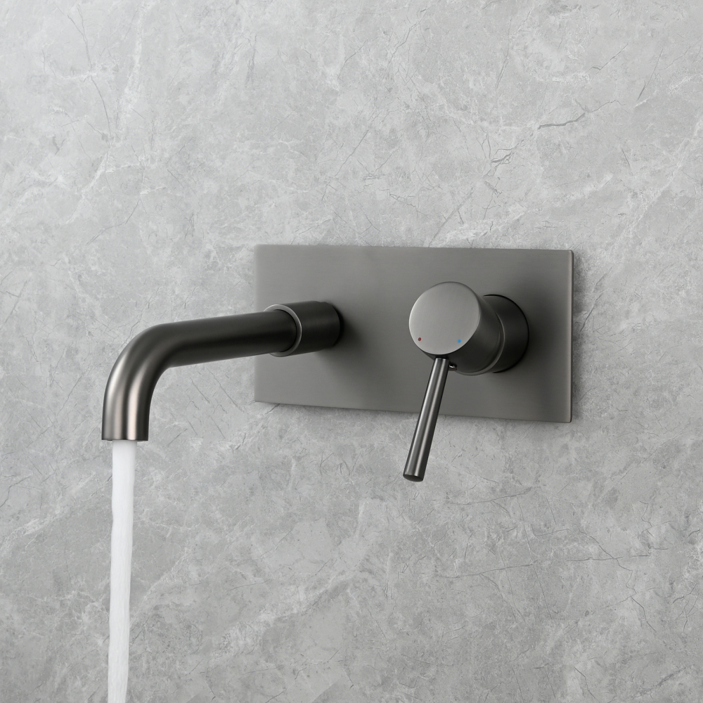 Tecmolog Wall Mount and Black Vessel Bathroom Faucet, 360°Swivel Brass Basin Mixer Tap and Rough in Valve Included BB6083C