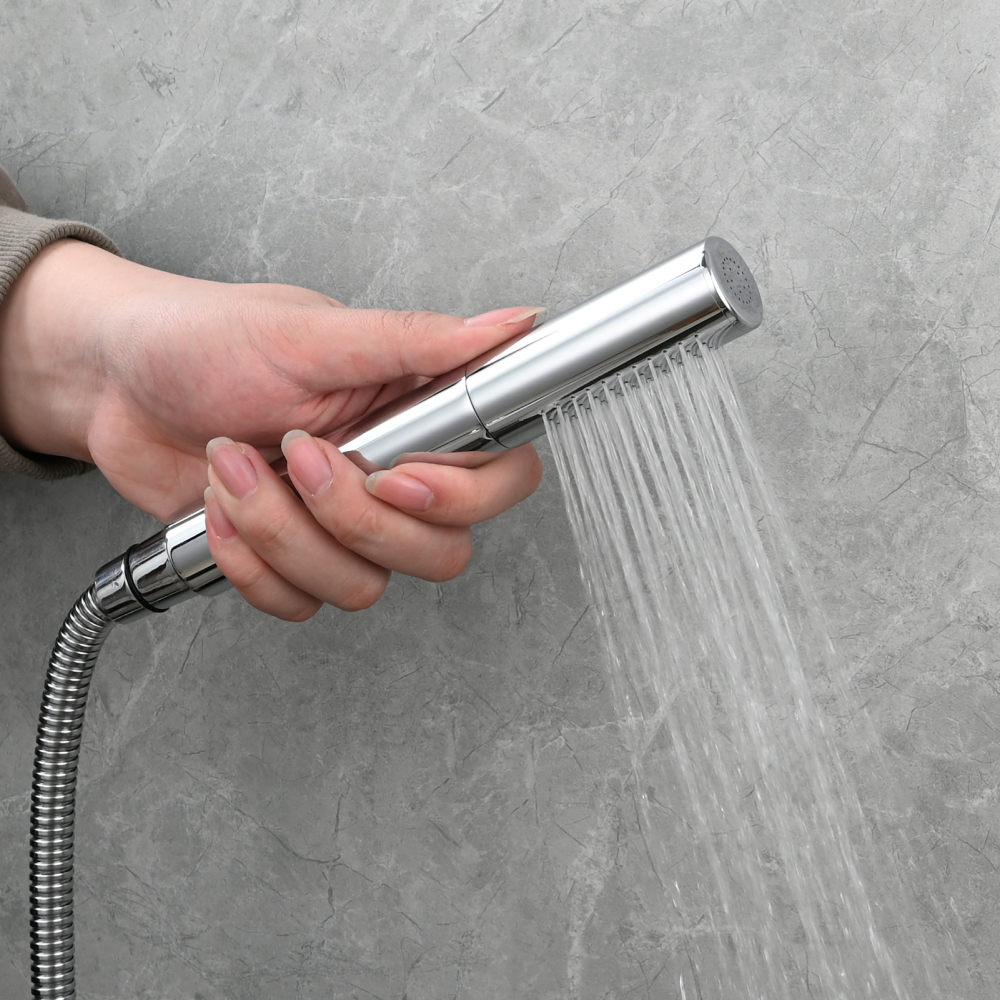Tecmolog Brass Hand Held Shower Wand 2 Functions High Pressure Shower Head for Bathroom,Chrome,BS159