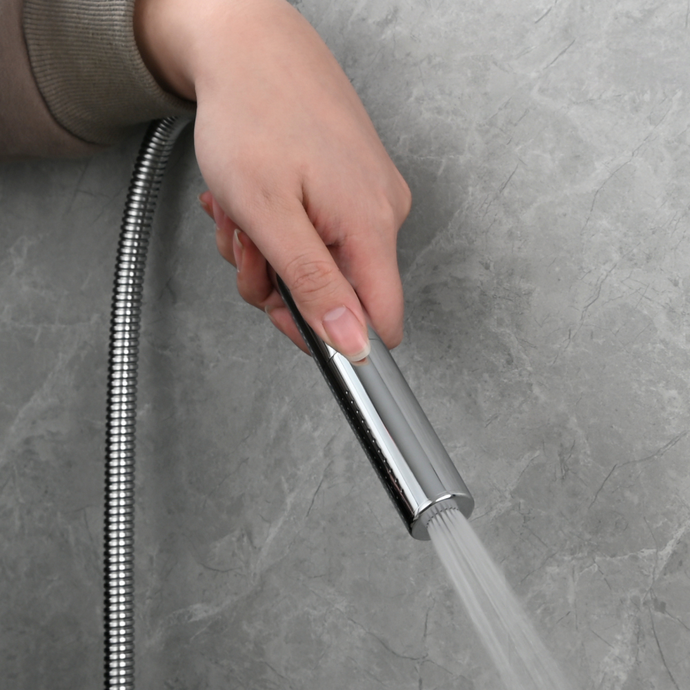 Tecmolog Brass Hand Held Shower Wand 2 Functions High Pressure Shower Head for Bathroom,Chrome,BS159