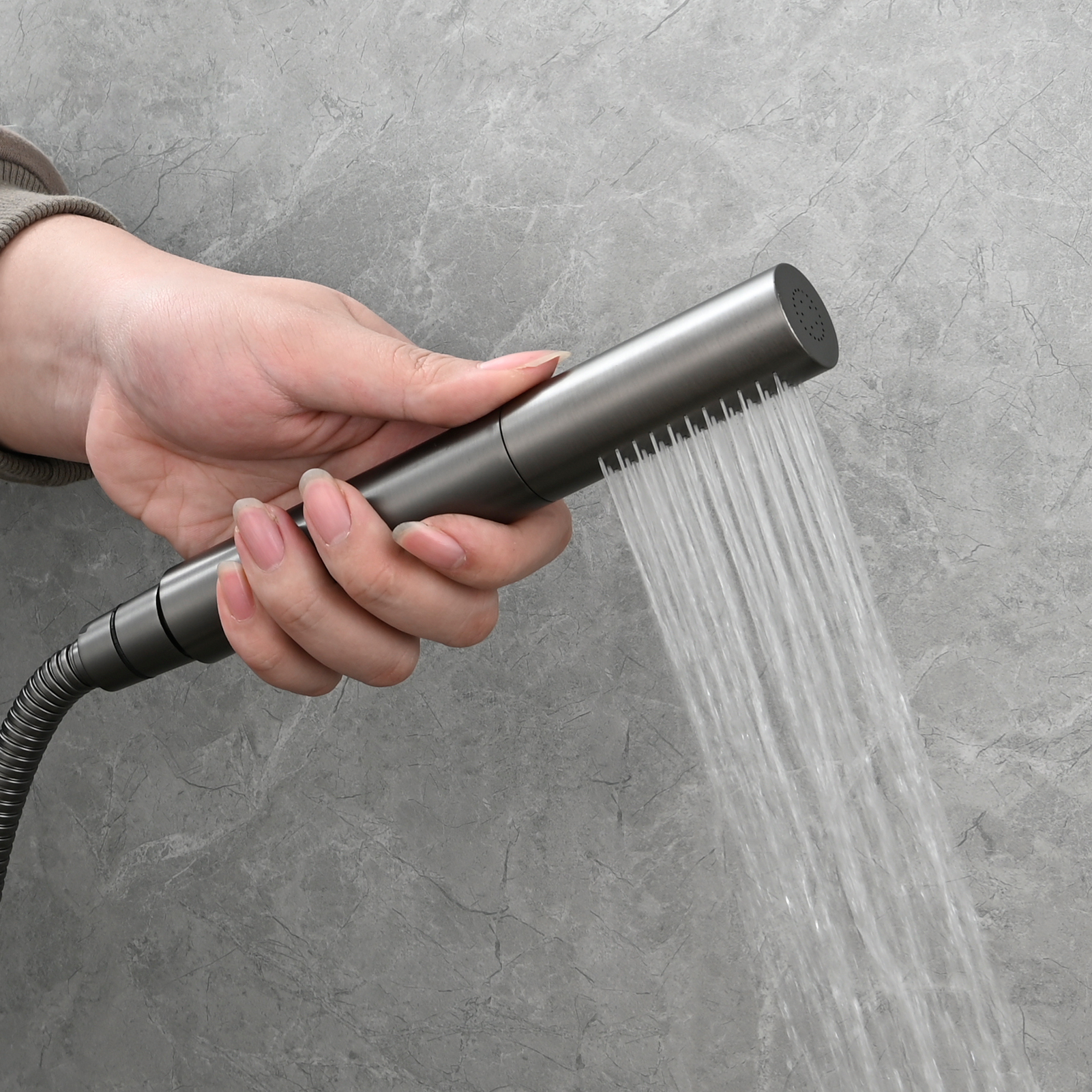 Tecmolog Brass Hand Held Shower Wand 2 Functions High Pressure Shower Head for Bathroom,Chrome,BS159