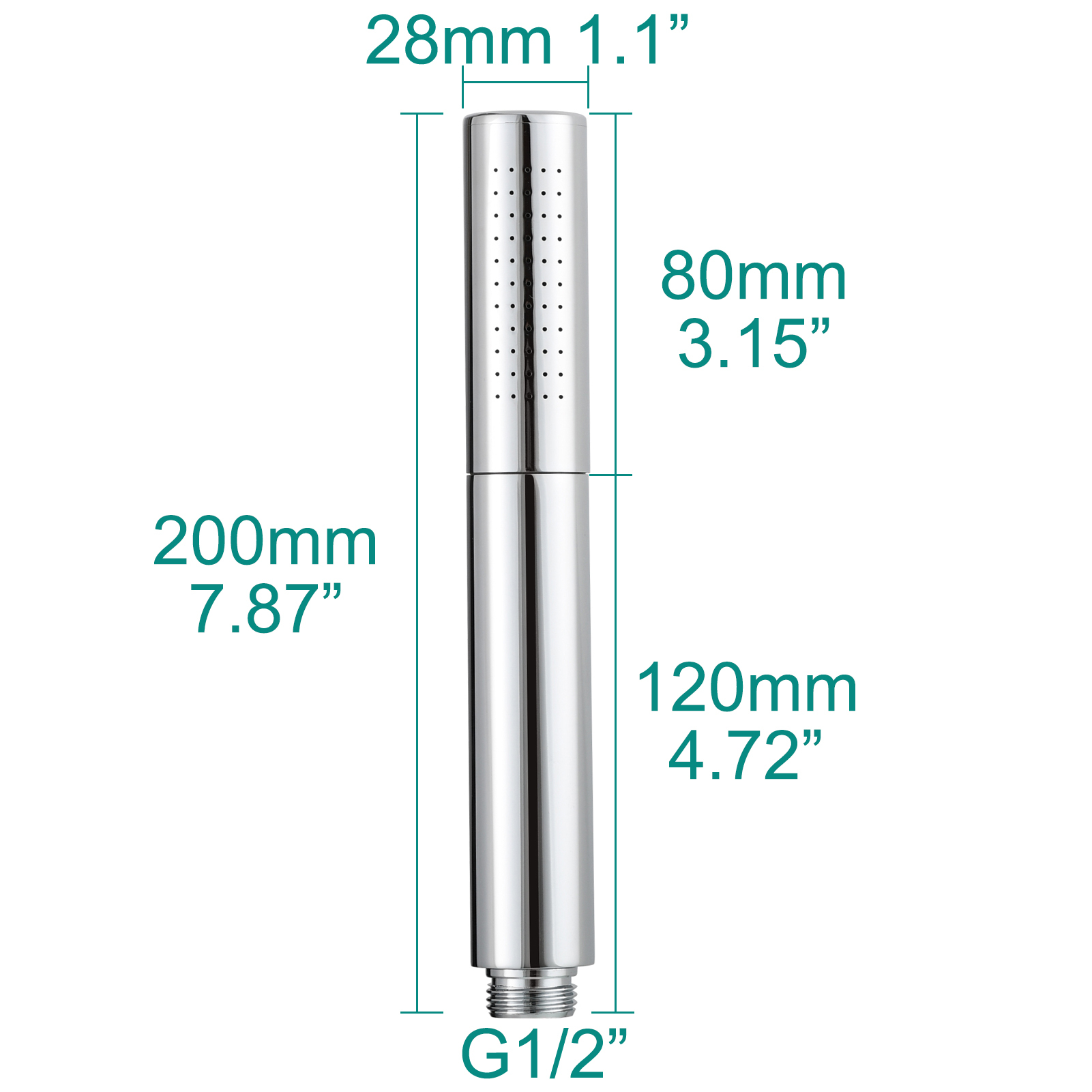 Tecmolog Brass Hand Held Shower Wand 2 Functions High Pressure Shower Head for Bathroom,Chrome,BS159