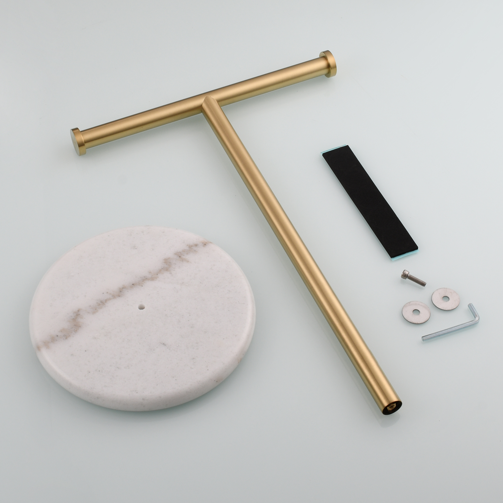 Tecmolog 304 Stainless Steel Black Towel Rack,Free Standing Marble Base Paper Towel Holder,SBH253B