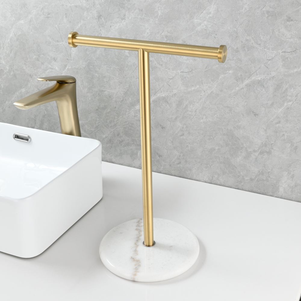 Tecmolog 304 Stainless Steel Black Towel Rack,Free Standing Marble Base Paper Towel Holder,SBH253B