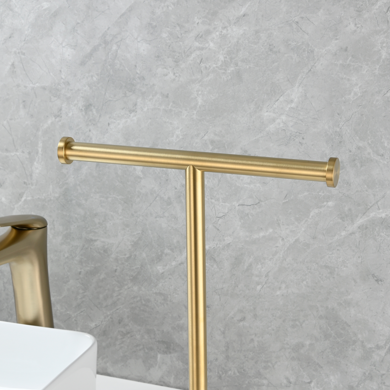 Tecmolog 304 Stainless Steel Black Towel Rack,Free Standing Marble Base Paper Towel Holder,SBH253B