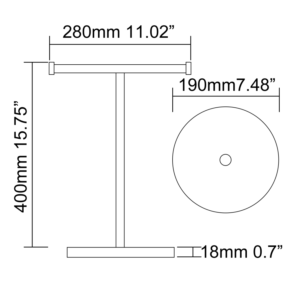 Tecmolog 304 Stainless Steel Black Towel Rack,Free Standing Marble Base Paper Towel Holder,SBH253B