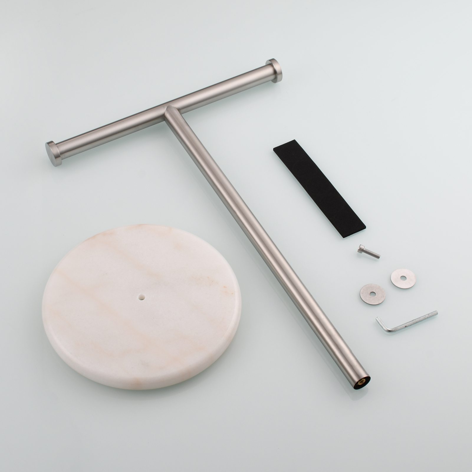 Tecmolog 304 Stainless Steel Black Towel Rack,Free Standing Marble Base Paper Towel Holder,SBH253B