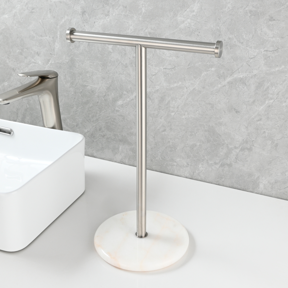 Tecmolog 304 Stainless Steel Black Towel Rack,Free Standing Marble Base Paper Towel Holder,SBH253B