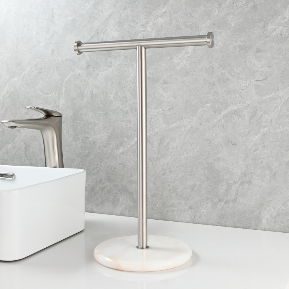 Tecmolog 304 Stainless Steel Black Towel Rack,Free Standing Marble Base Paper Towel Holder,SBH253B