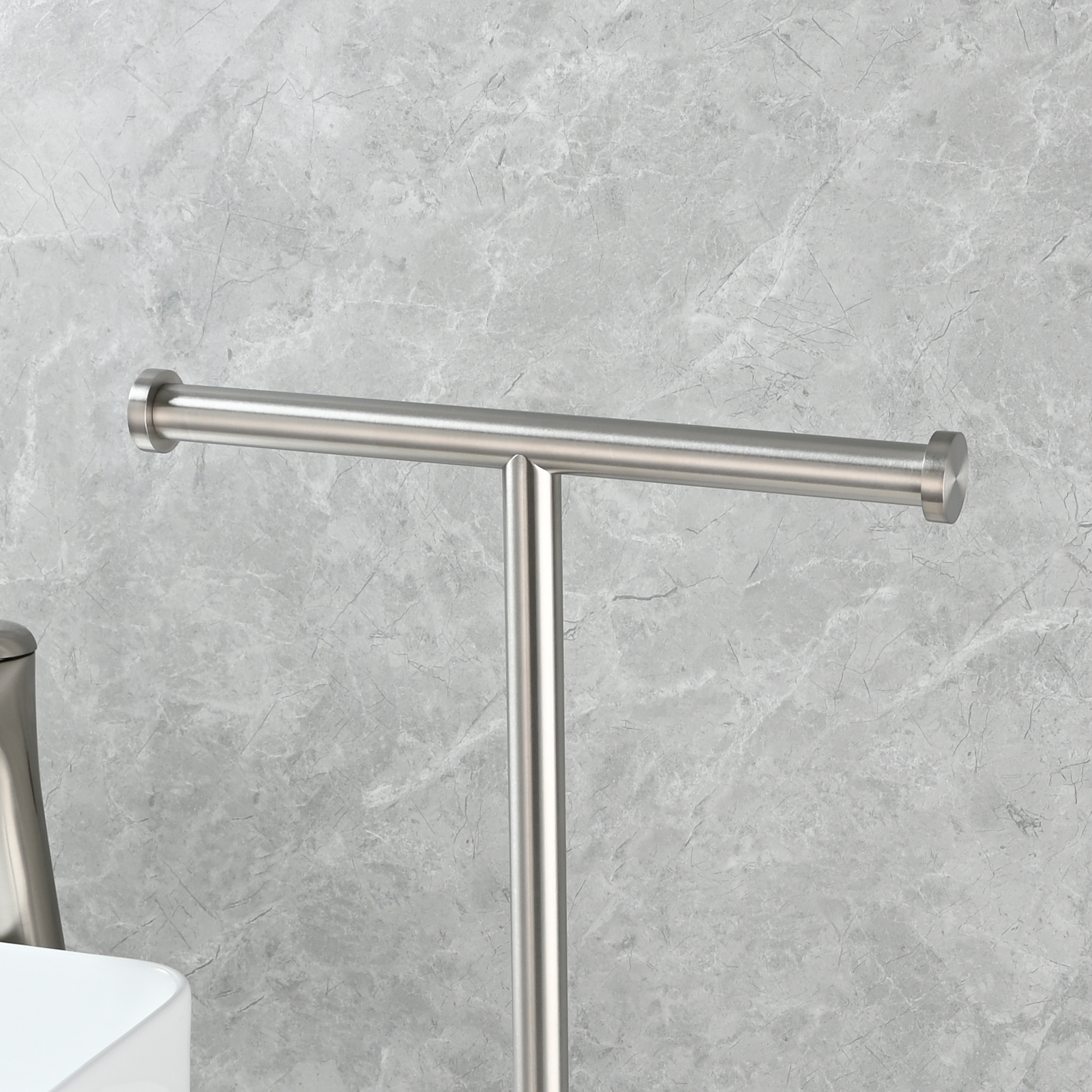 Tecmolog 304 Stainless Steel Black Towel Rack,Free Standing Marble Base Paper Towel Holder,SBH253B