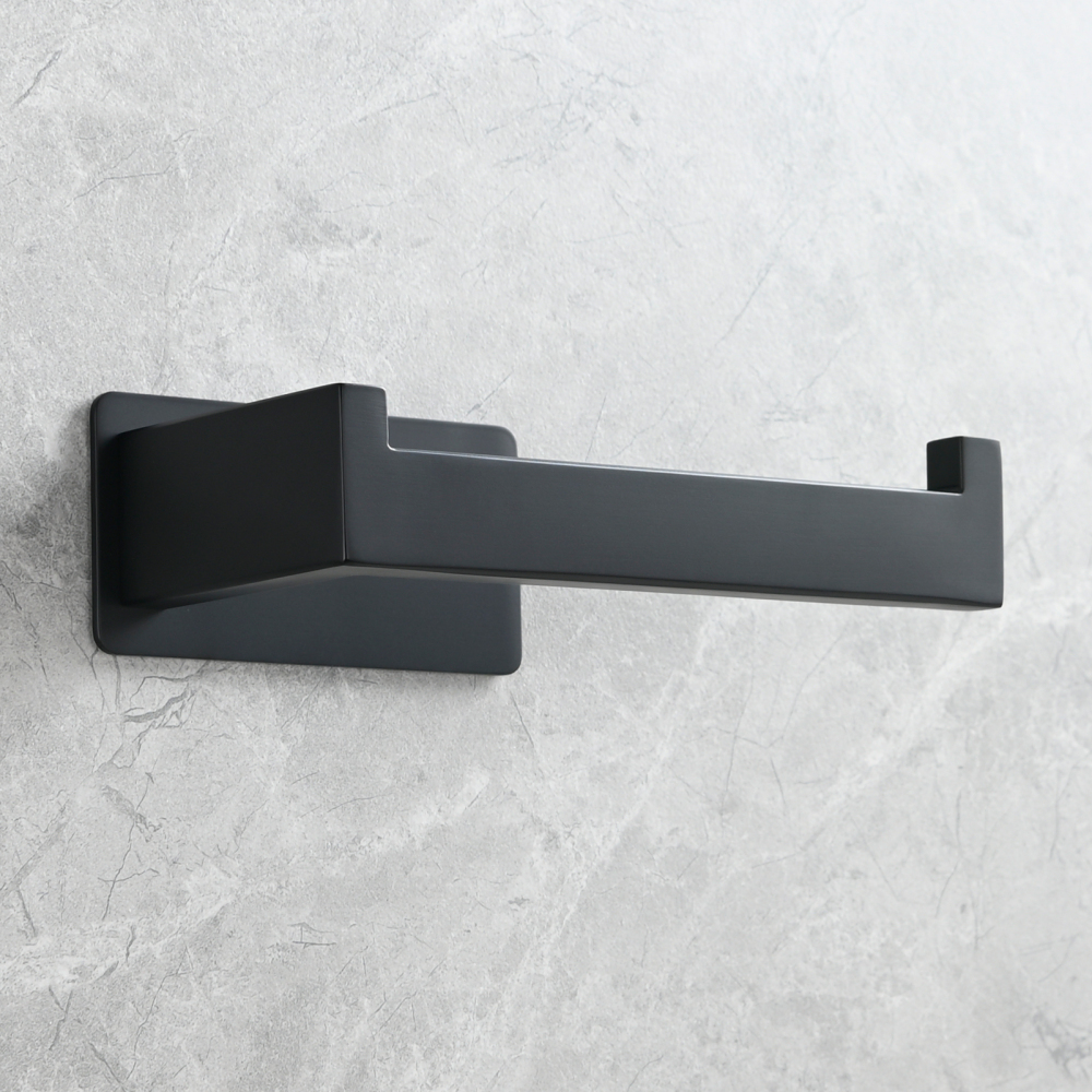 Tecmolog 304 Stainless Steel Bathroom Roll Paper Holder,  Wall Mount Adhesive Toilet Paper Holder, Brushed Nickel/Rectangle/Black/Golden