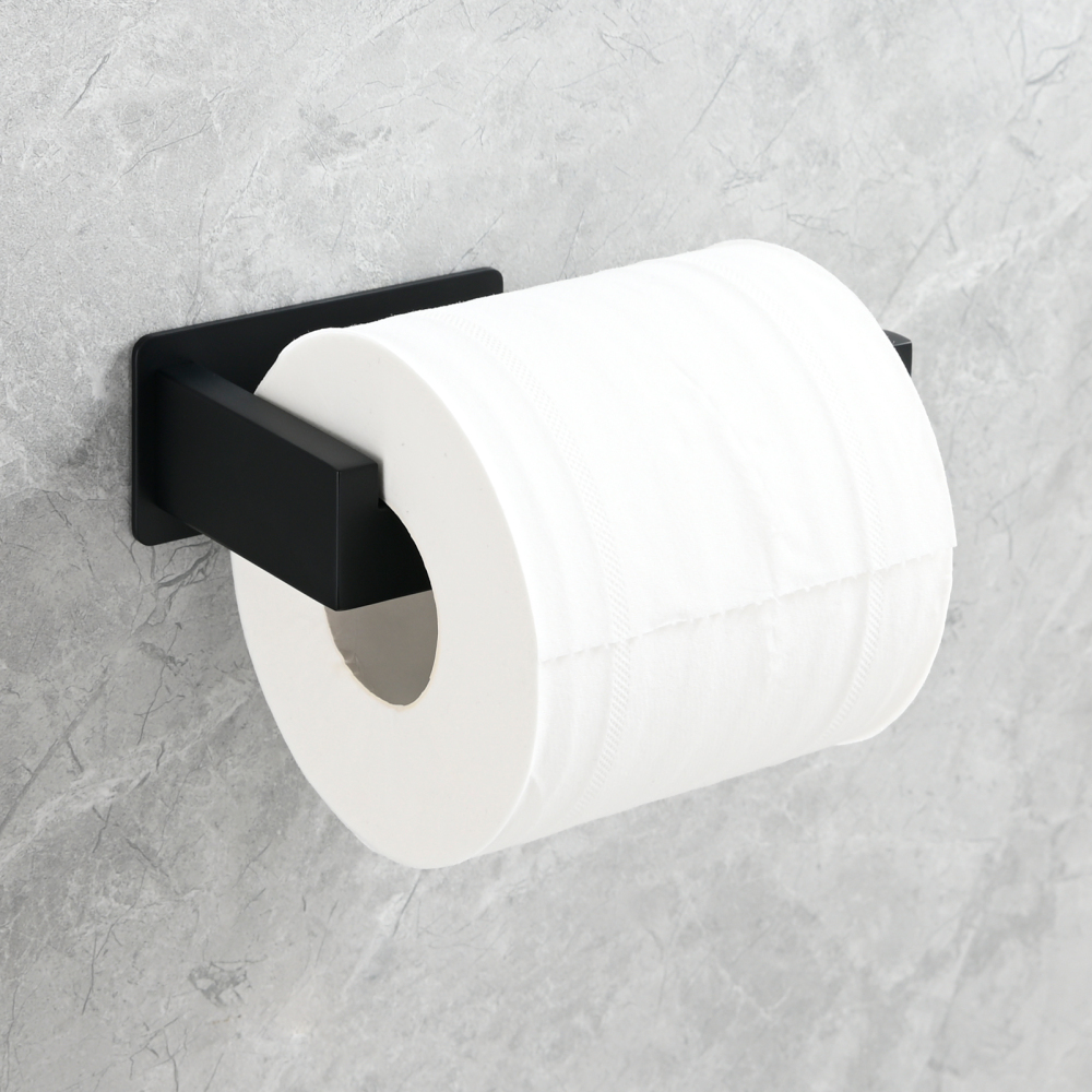 Tecmolog 304 Stainless Steel Bathroom Roll Paper Holder,  Wall Mount Adhesive Toilet Paper Holder, Brushed Nickel/Rectangle/Black/Golden