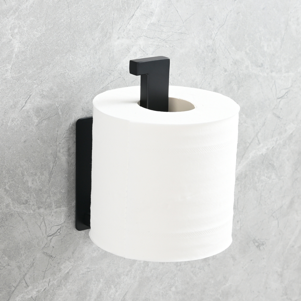 Tecmolog 304 Stainless Steel Bathroom Roll Paper Holder,  Wall Mount Adhesive Toilet Paper Holder, Brushed Nickel/Rectangle/Black/Golden