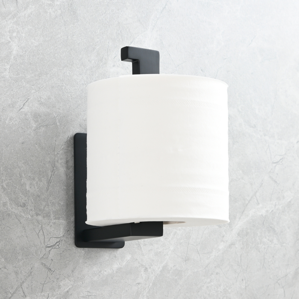 Tecmolog 304 Stainless Steel Bathroom Roll Paper Holder,  Wall Mount Adhesive Toilet Paper Holder, Brushed Nickel/Rectangle/Black/Golden