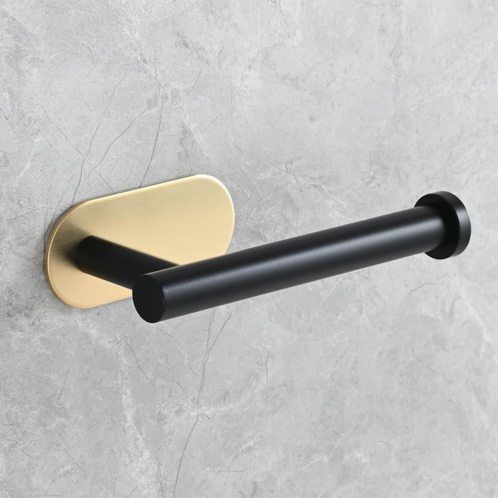 Tecmolog 304 Stainless Steel Bathroom Roll Paper Holder,  Wall Mount Adhesive Toilet Paper Holder, Brushed Nickel/Rectangle/Black/Golden