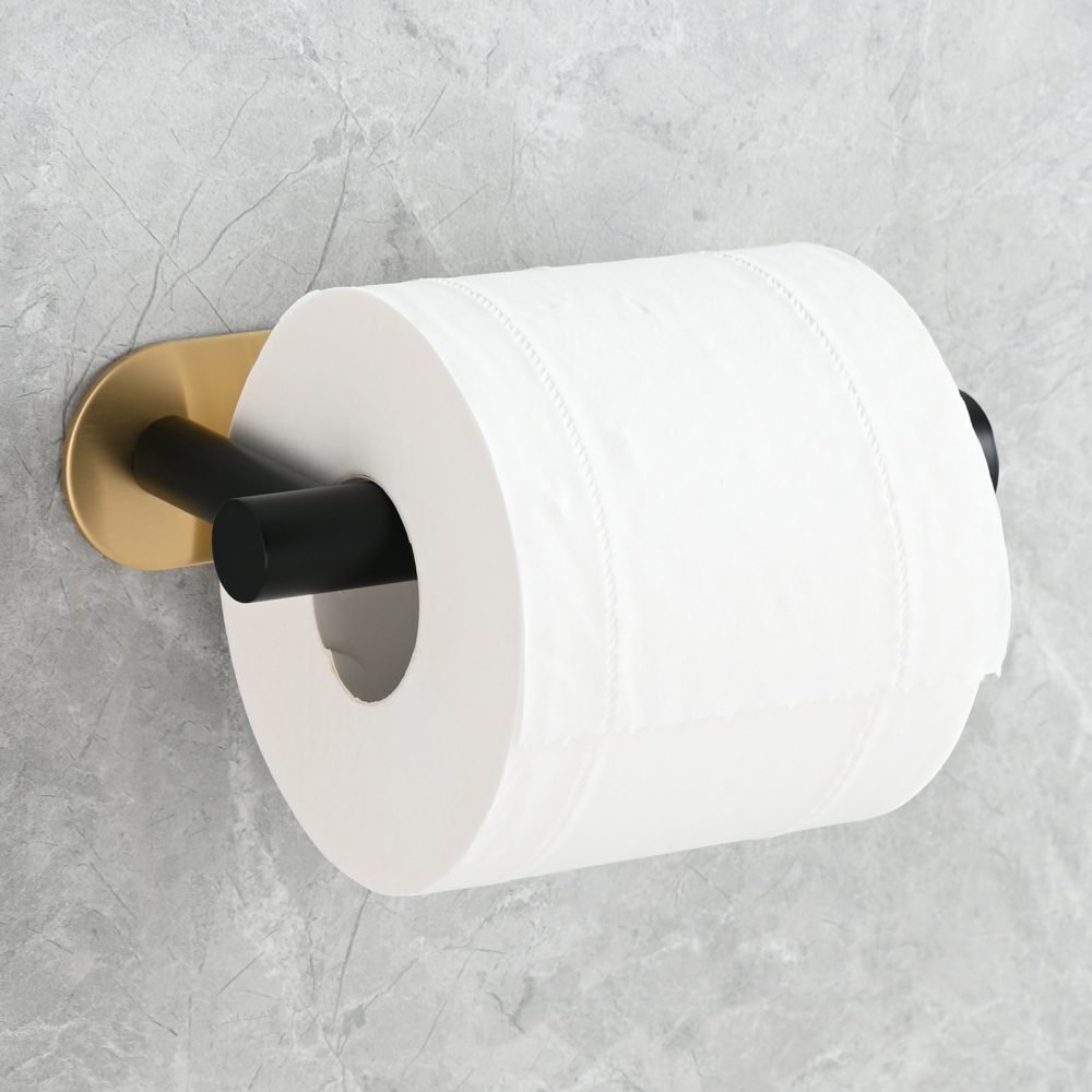 Tecmolog 304 Stainless Steel Bathroom Roll Paper Holder,  Wall Mount Adhesive Toilet Paper Holder, Brushed Nickel/Rectangle/Black/Golden