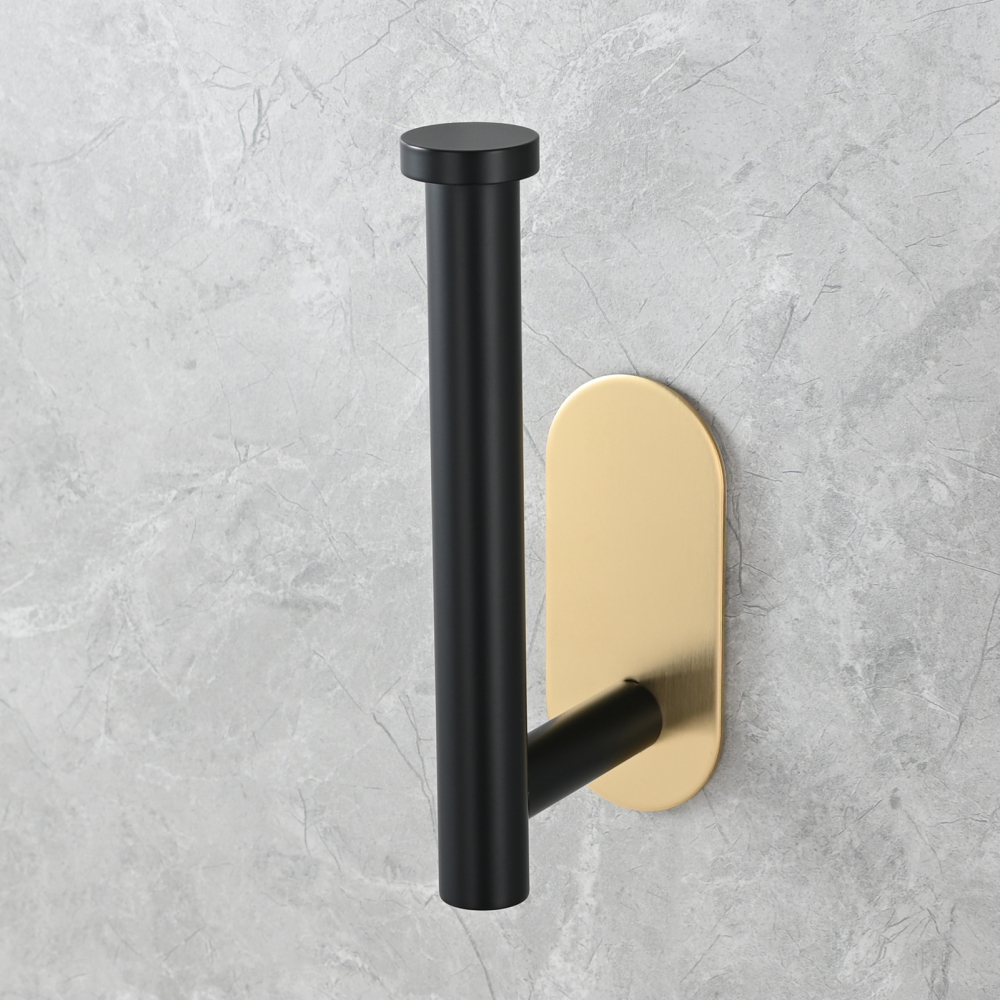 Tecmolog 304 Stainless Steel Bathroom Roll Paper Holder,  Wall Mount Adhesive Toilet Paper Holder, Brushed Nickel/Rectangle/Black/Golden