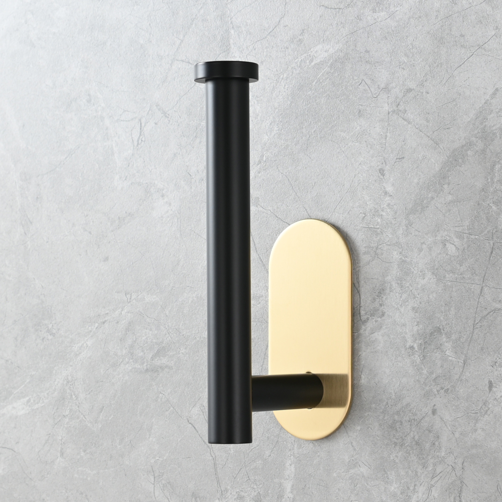 Tecmolog 304 Stainless Steel Bathroom Roll Paper Holder,  Wall Mount Adhesive Toilet Paper Holder, Brushed Nickel/Rectangle/Black/Golden