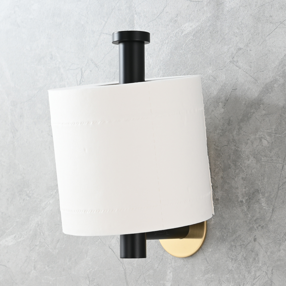 Tecmolog 304 Stainless Steel Bathroom Roll Paper Holder,  Wall Mount Adhesive Toilet Paper Holder, Brushed Nickel/Rectangle/Black/Golden
