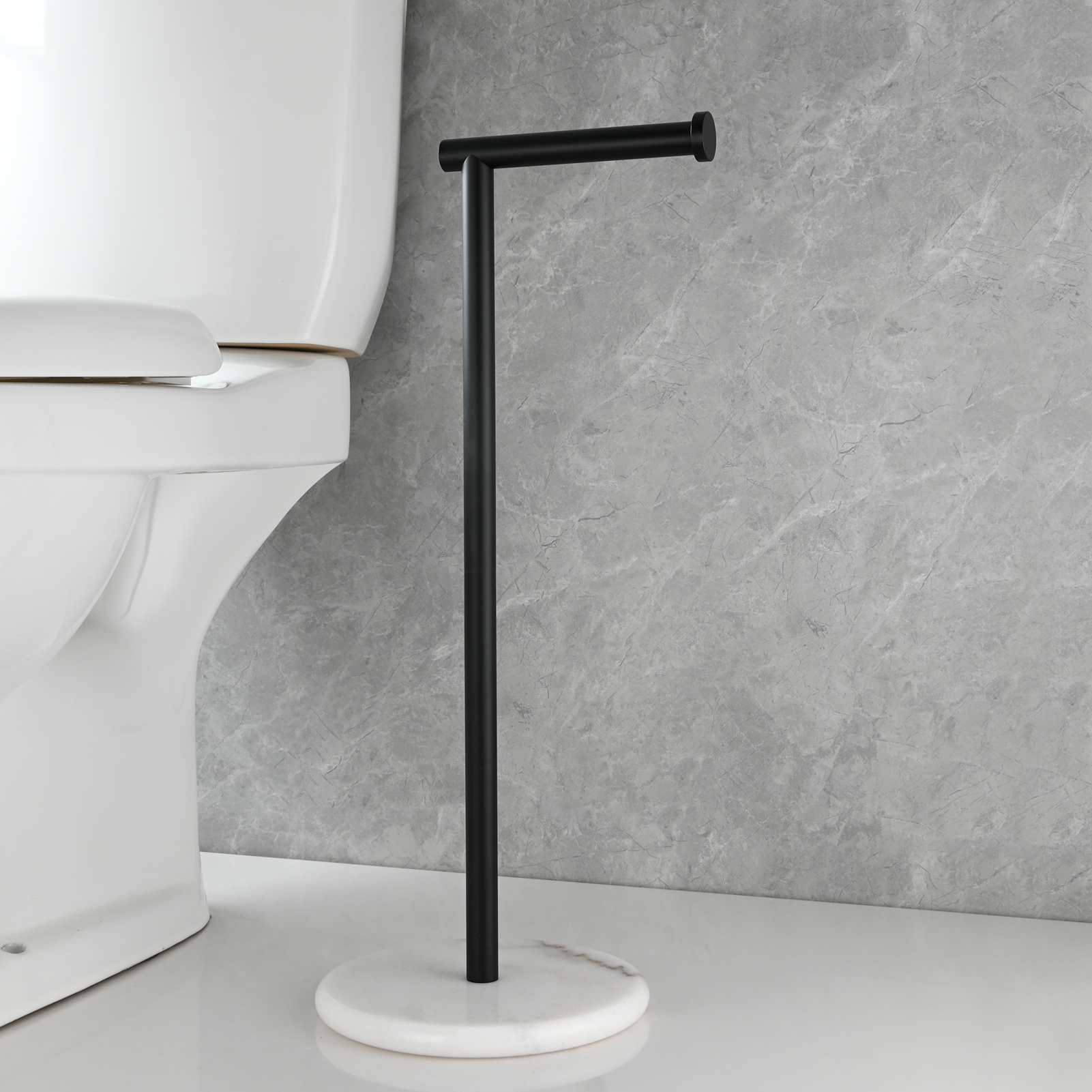Tecmolog Standing Stainless Steel Paper Holder,Kitchen Towel Roll Paper Holder for Bathroom