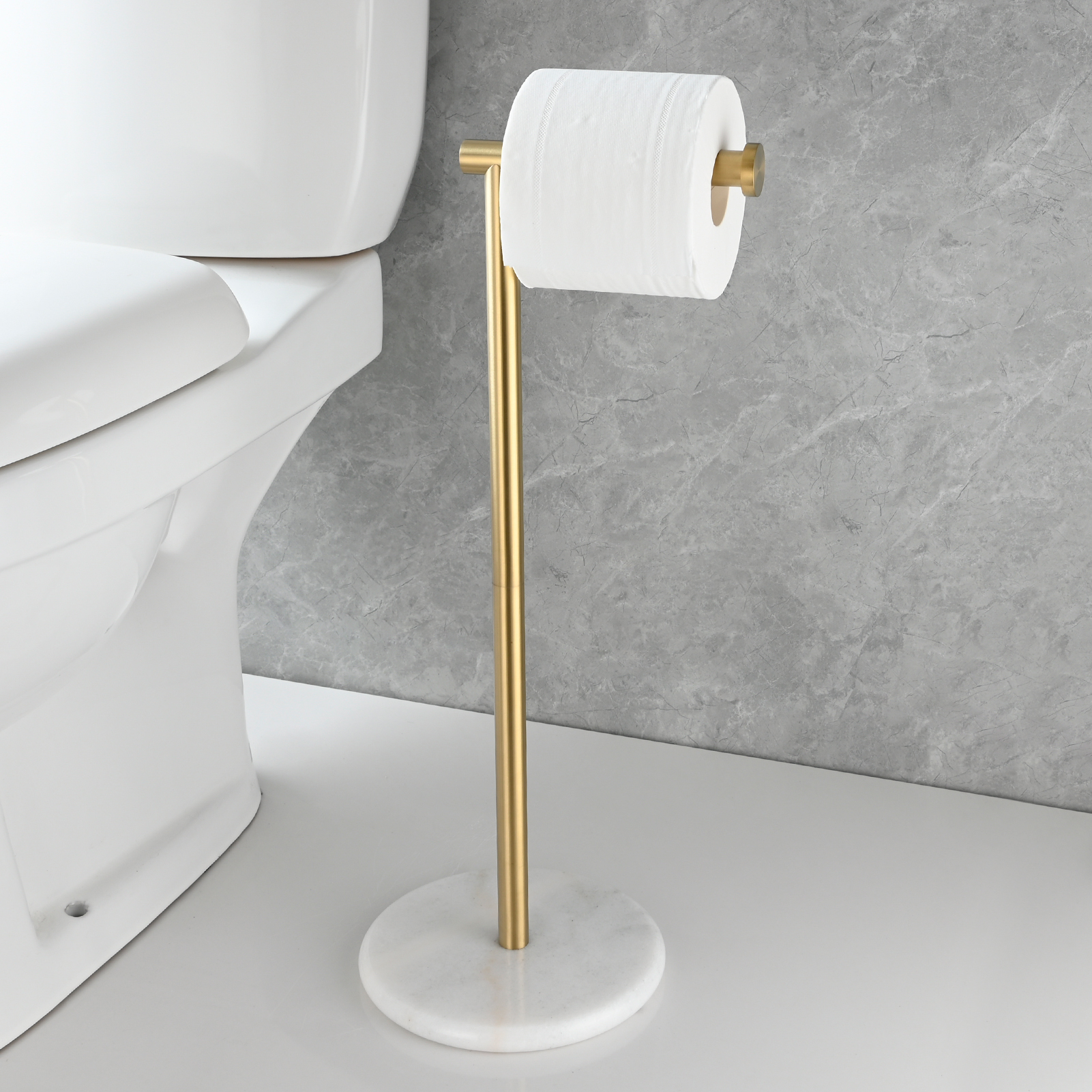 Tecmolog Standing Stainless Steel Paper Holder,Kitchen Towel Roll Paper Holder for Bathroom
